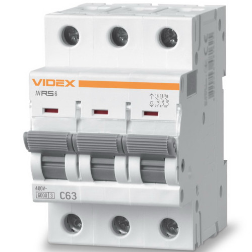 Автоматический выключатель RS6 2п 63А С 6кА VIDEX RESIST (VF-RS6-AV2C63)