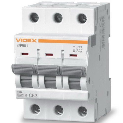 Автоматический выключатель RS6 2п 63А С 6кА VIDEX RESIST (VF-RS6-AV2C63)