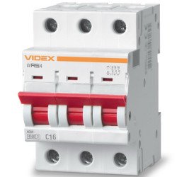 Автоматический выключатель RS4 3п 16А С 4,5кА VIDEX RESIST (VF-RS4-AV3C16)