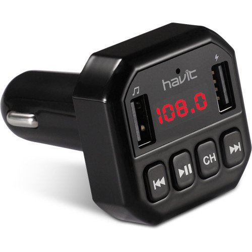 FM-трансмиттер HAVIT HV-FM808BT Bluetooth 5.0, Hands Free, MicroSD, USB 3.1А 
