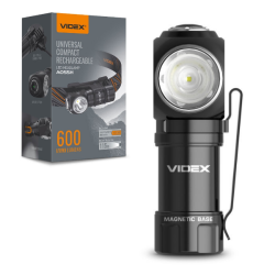 Налобно-ручной фонарь Videx 600Lm 5700K до 115 м дальность света, магнитная основа, с аккумулятором   (VLF-A055H)