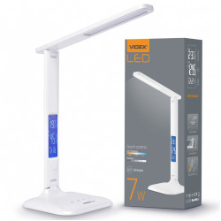 Светодиодная настольная лампа VIDEX VL-TF05W 7W 3000-5500K 220V с регулировкой температуры света, термометром, часами, календарем и будильником