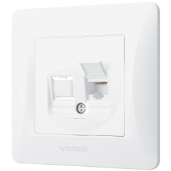 Одинарная компьютерная розетка CAT6 VIDEX BINERA VF-BNSK1PC6-W белая