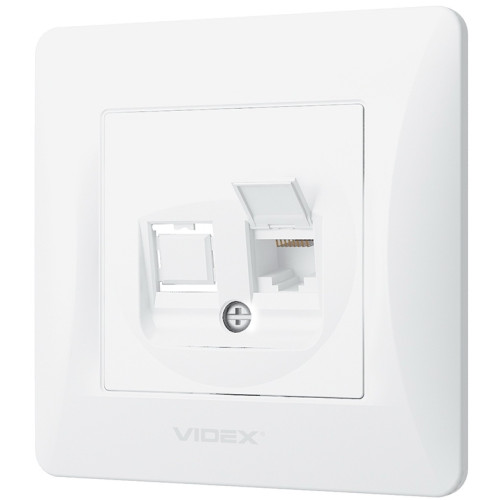 Одинарная компьютерная розетка CAT6 VIDEX BINERA VF-BNSK1PC6-W белая