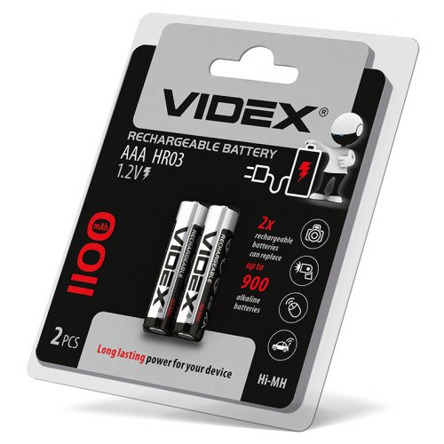 Аккумуляторы Videx HR03/AAA 1100mAh 2 шт в блистере (23337) 