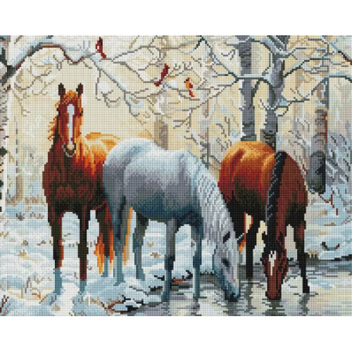 Алмазная мозаика Лошади у пруда 40х50 см ColorArt SP005