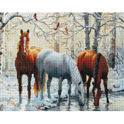 Алмазная мозаика Лошади у пруда 40х50 см ColorArt SP005