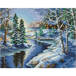 Алмазная мозаика Зимний пейзаж 40х50 см ColorArt SP028