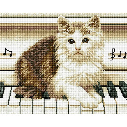Алмазная мозаика Котик на рояле 40х50 см ColorArt SP056