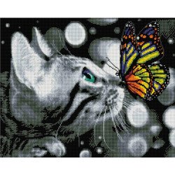 Алмазная мозаика Котик с бабочкой 40х50 см ColorArt SP080