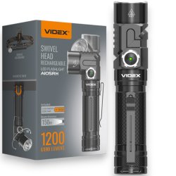 Налобно-ручной универсальнй фонарь Videx 1200Lm 5000K до 150 м дальность света, алюминиевый корпус, с поворотным механизмом  (VLF-A105RH)