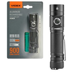 Фонарик VIDEX VLF-A353 900Lm 5000K IP66 USB-C алюминиевый корпус, с аккумулятором и функцией PowerBank