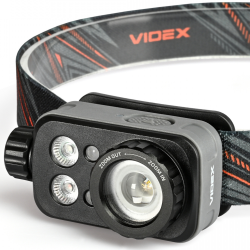 Налобный туристический фонарь VIDEX VLF-H046Z 500 Лм, IP65, ZOOM (фокусировка), 3 цвета (красный/зеленый), датчик движения, Li-pol USB-C