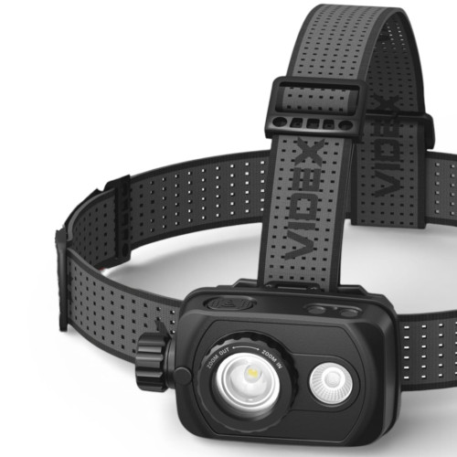 Налобный фонарь VIDEX VLF-H047Z 1000Lm с красным светом, сенсор движения, фокусировка, USB-C, IP65, 2000mAh, черный
