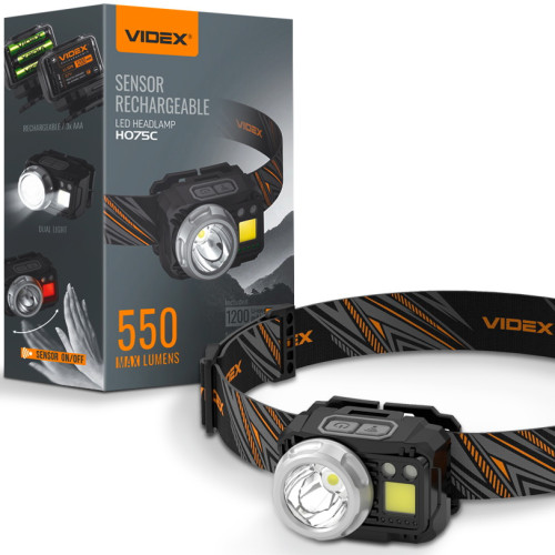 Налобный фонарь Videx VLF-H075C с красным светом и датчиком движения 