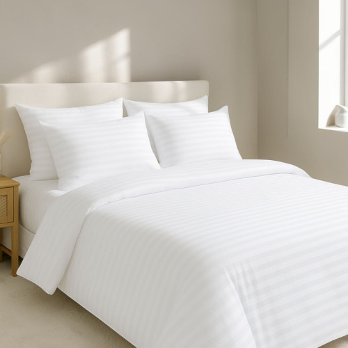 Комплект постельного белья IDEIA Premium Satin евро 200×220 см, белый страйп