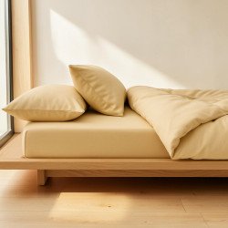 Комплект IDEIA Premium Satin евро 200×220 см, простыня на резинке, беж (8-36088*001)