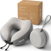 Подушка дорожная ортопедическая IDEIA TRAVEL Premium Memory Foam серая с кейсом и коробкой 27х26х17 см (8-36364)