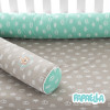 Защитные бортики-валики в детскую кроватку 2 шт ТM PAPAELLA 60х15 см, 120х15 см хлопок корона мята/беж (8-34533*004)
