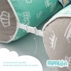 Защитные бортики-валики в детскую кроватку 2 шт ТM PAPAELLA 60х15 см, 120х15 см хлопок корона мята/беж (8-34533*004)
