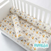 Защитные бортики-валики в детскую кроватку 2 шт ТM PAPAELLA 60х15 см, 120х15 см хлопок обнимашки/серая полоска (8-34533*005)