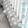 Защитные бортики-валики в детскую кроватку 2 шт ТM PAPAELLA 60х15 см, 120х15 см хлопок звезда/горошек серый (8-34533*002)