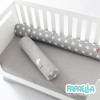 Защитные бортики-валики в детскую кроватку 2 шт ТM PAPAELLA 60х15 см, 120х15 см хлопок звезда/горошек серый (8-34533*002)