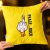 Декоративная подушка PEACE... DUCK, 40x40 см, микрофибра, стеганый чехол, желтая с юмористическим принтом гуся (8-35750*001)