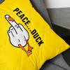 Декоративная подушка PEACE... DUCK, 40x40 см, микрофибра, стеганый чехол, желтая с юмористическим принтом гуся (8-35750*001)