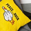 Декоративная подушка PEACE... DUCK, 40x40 см, микрофибра, стеганый чехол, желтая с юмористическим принтом гуся (8-35750*001)