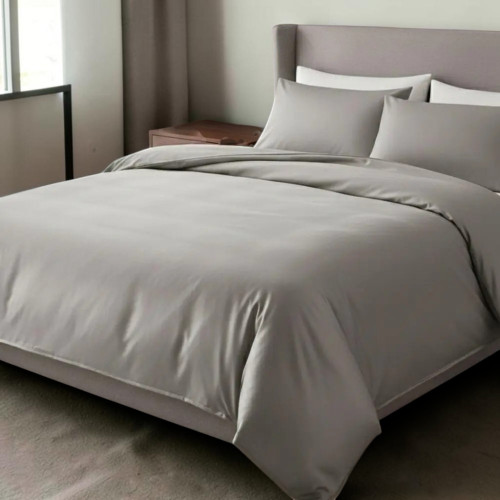 Комплект IDEIA Premium Satin 1,5: пододеяльник, простыня, 2 наволочки, серый/беж