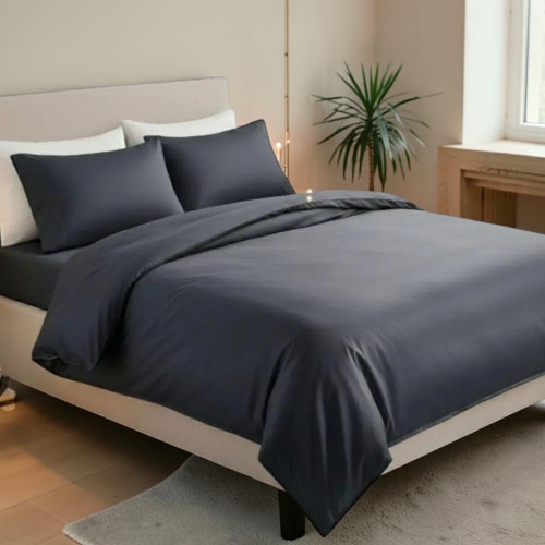Комплект IDEIA Premium Satin 1,5: пододеяльник, простыня, 2 наволочки, темно-серый