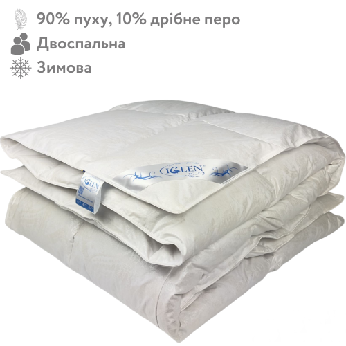 Одеяло пухо-перовое 90% пуха зимнее двуспальное IGLEN Roster 172х205 в тике (1722051)