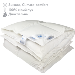 Одеяло пуховое зимнее со 100% серым гусиным пухом двуспальное IGLEN Climate-comfort 160х215 (16021510G)