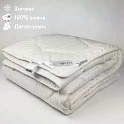 Одеяло из овечьей шерсти зимнее двуспальное IGLEN  200х220 в тике (2002206)
