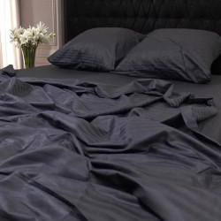 Комплект постельного белья Евро MakSon Black Elegance, страйп-сатин, 100% хлопок (030-1200220С)