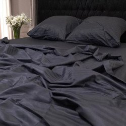 Комплект постельного белья Евро MakSon Black Elegance, страйп-сатин, 100% хлопок (030-1200220С)