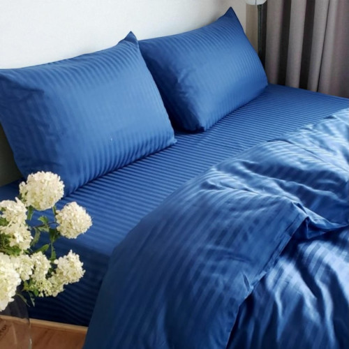 Комплект постельного белья полуторный MakSon Elegant Blue, страйп-сатин, 100% хлопок (032-1145210С)