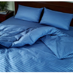 Комплект постельного белья евро MakSon Elegant Blue, страйп-сатин, 100% хлопок (032-1200220С)