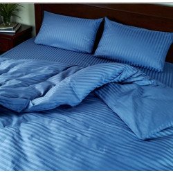 Комплект постельного белья евро MakSon Elegant Blue, страйп-сатин, 100% хлопок (032-1200220С)