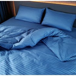 Комплект постельного белья семейный MakSon Elegant Blue, страйп-сатин, 100% хлопок (032-2145210С)
