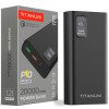 Повербанк с быстрой зарядкой TITANUM TPB-727S-B 20000mAh 22.5W Li-Pol Type-C Black 