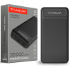 Повербанк TITANUM TPB-913-B 20000mAh Micro USB, Type-C, 2USB Black 