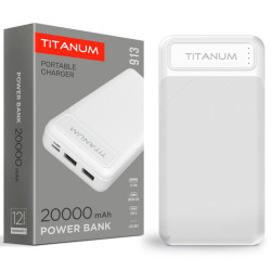 Повербанк TITANUM TPB-913-W 20000mAh Micro USB, Type-C, 2USB White 