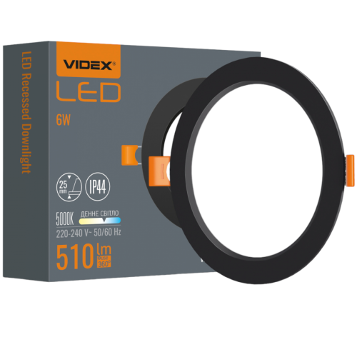 Точечный светильник встраиваемый круглый VIDEX VL-DLBR-065B 6W 5000K черный 