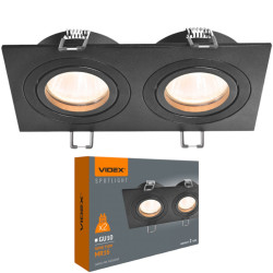 Врезной двойной светильник VIDEX 2xGU10, черный, макс. 2х30W (VL-SPF23S-B) 