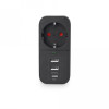 Сетевой адаптер с 2USB + USB-C и заземлением VIDEX ONCORD VF-AD1G2U1C-B Black