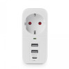 Сетевой адаптер с 2USB + USB-C и заземлением VIDEX ONCORD VF-AD1G2U1C-W White