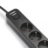 Сетевой удлинитель 3 м 3 гнезда с 2USB + USB-C заземлением и кнопкой VIDEX VF-PD33G2U1C-B