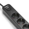 Сетевой удлинитель 3 м 4 гнезда с заземлением кнопкой и защитой от детей VIDEX VF-PD43G-B черный